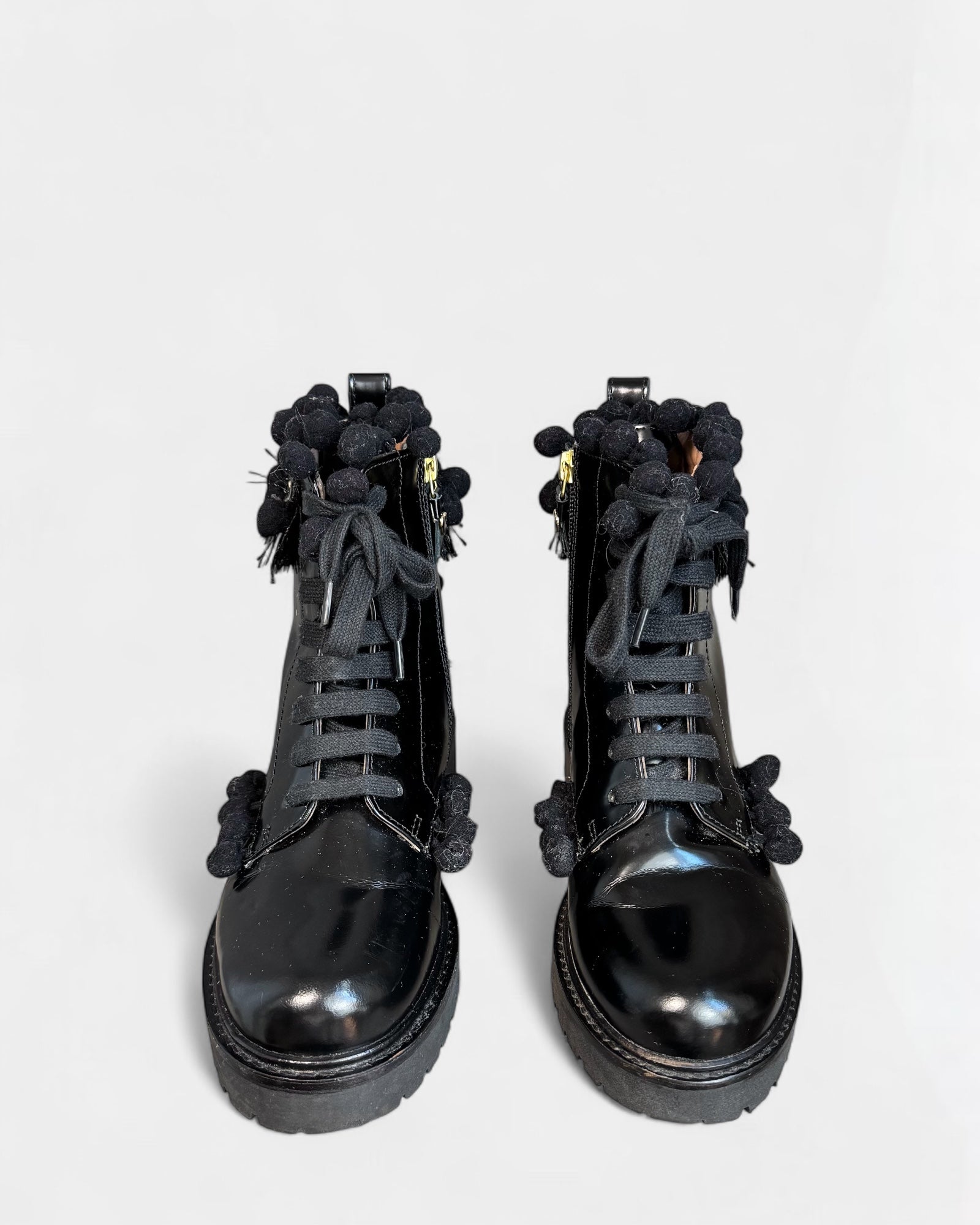 Bottines noires Twinset à pompons, 37