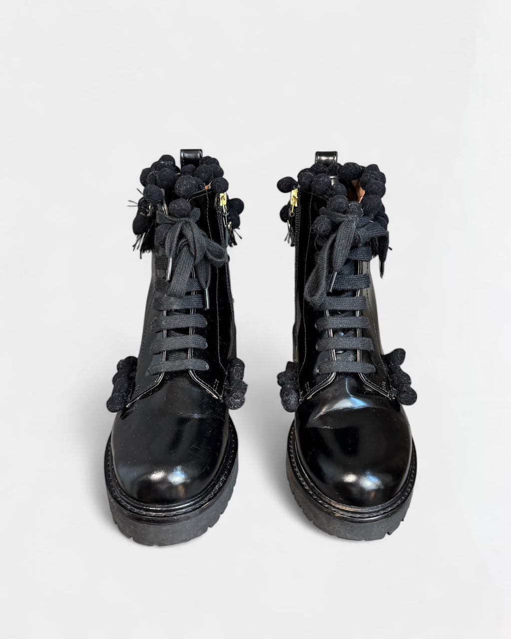 Bottines noires Twinset à pompons, 37