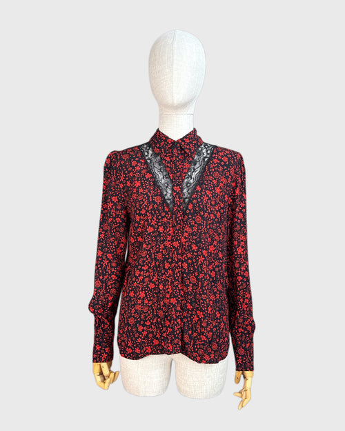 Chemise à imprimé floral avec détail dentelle Maje, taille 1