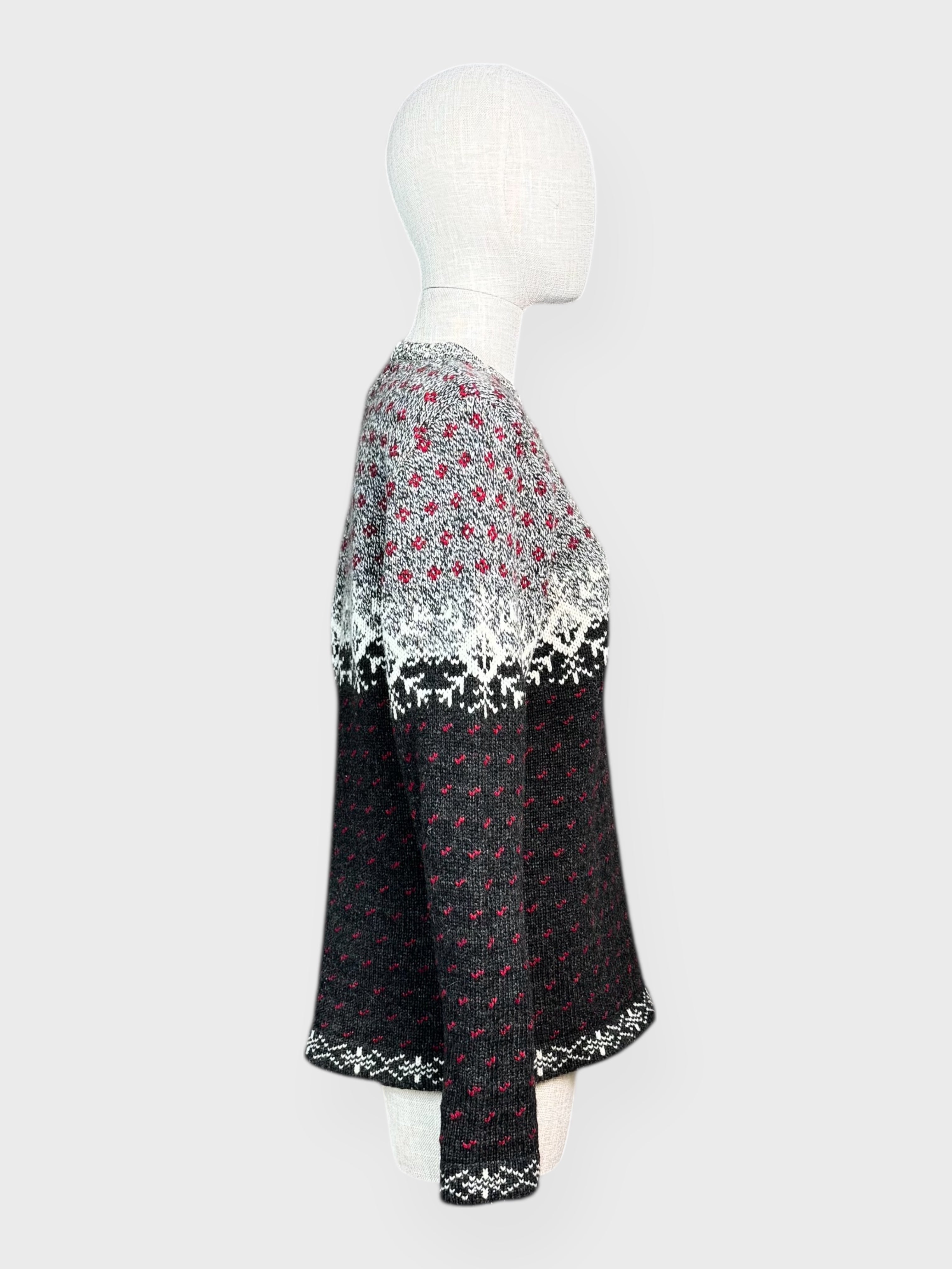 Tricot à motifs nordiques gris, noir, blanc et rouge Woolrich,  M