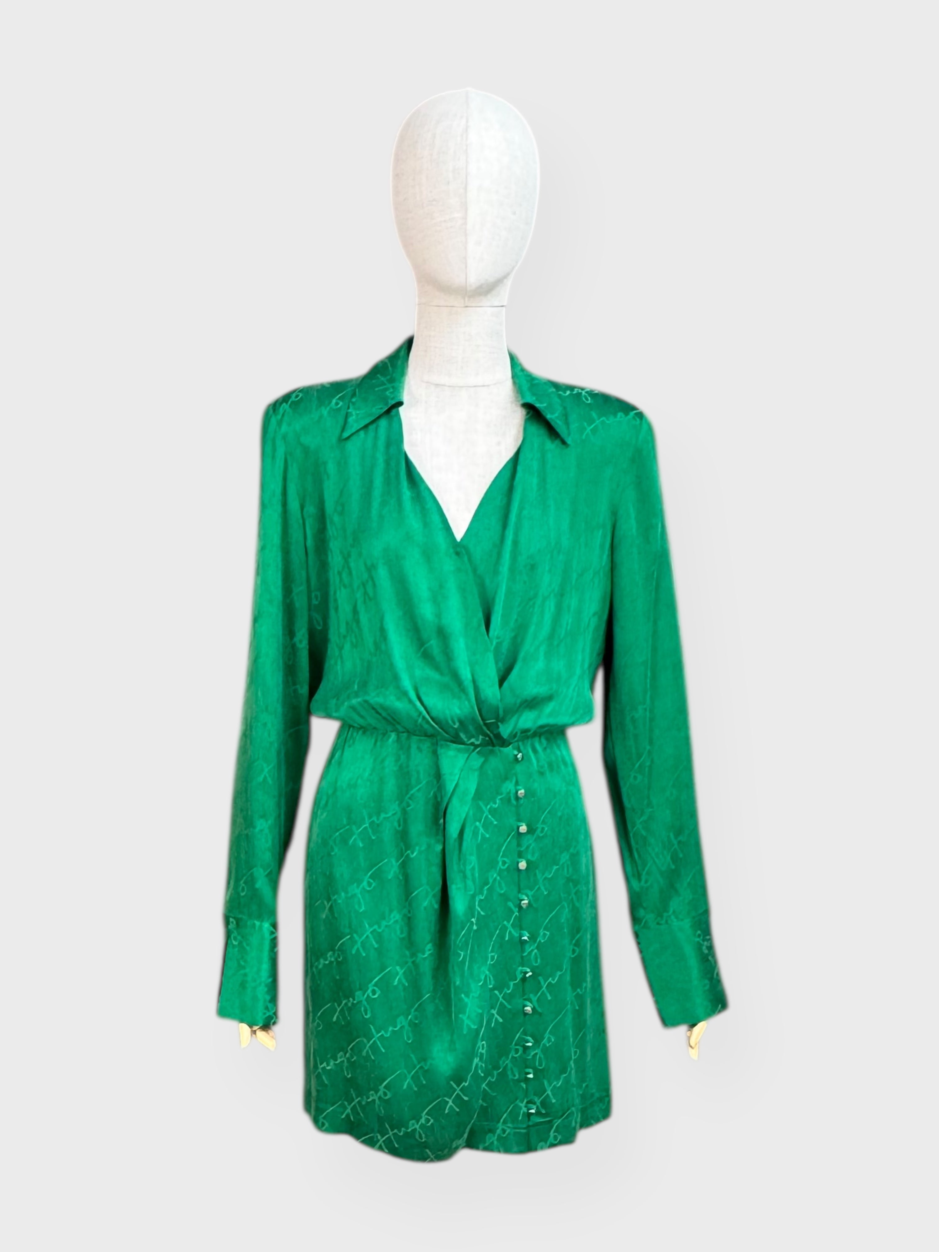 Robe cache-cœur verte Hugo Boss, taille 10
